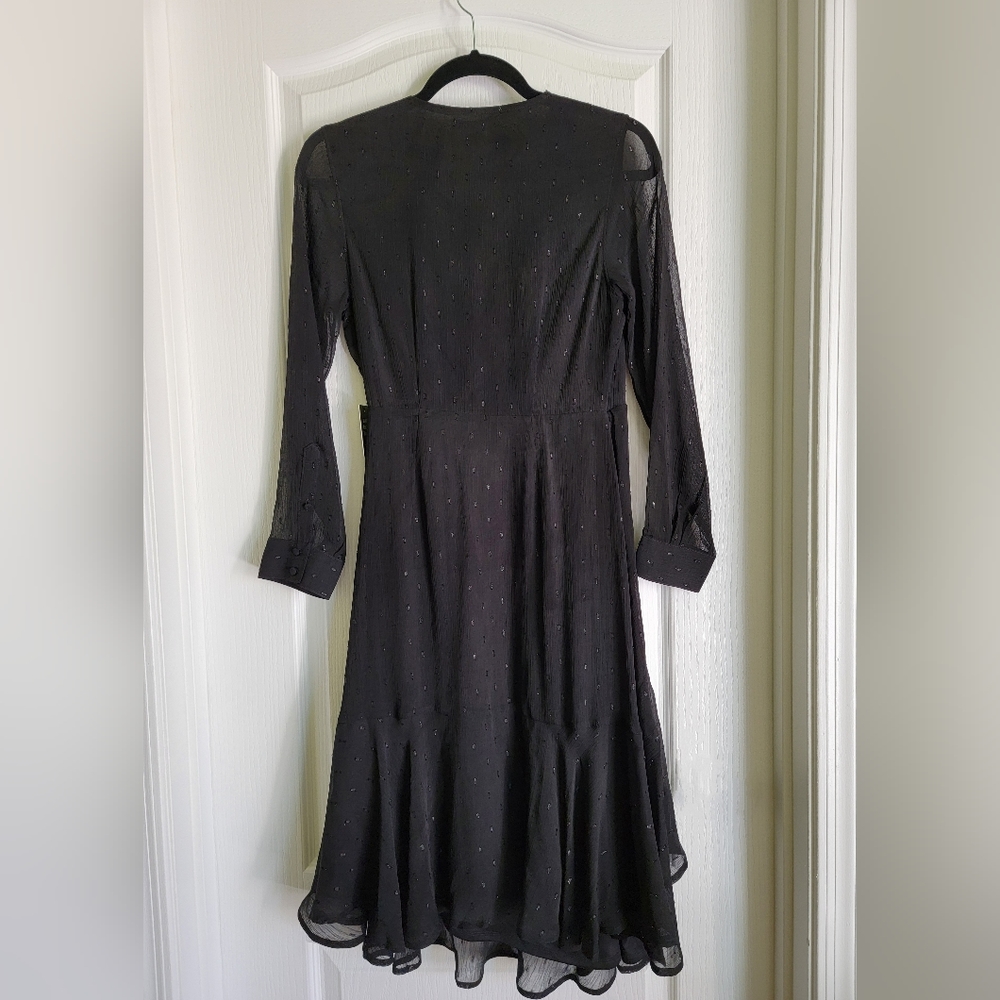 NWT EXPRESS Petite V-neck Wrap Black Dress, S - Picture 2 of 9